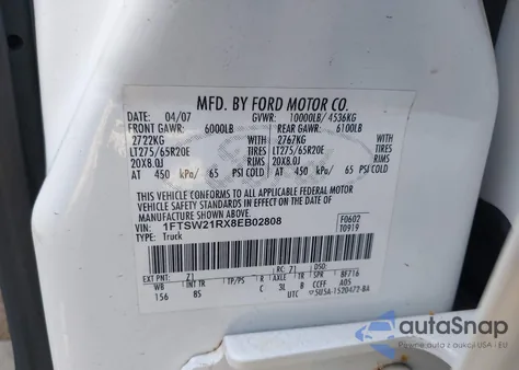 2008 Ford F-250 Fx4/Harley-Davidson/King Ranch/Lariat/Xl/Xlt z USA, uszkodzony, nr VIN 1FTSW21RX8EB02808